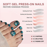 No.PSN55 Blue Cat's Eye Hand & Toe Pair Set-48pcs