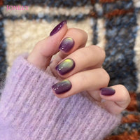 No.FP41 Purple Cat's Eye Fingernails Patch 24pcs/Set