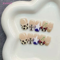 No.FP39 Leopard Hand Made Fingernails 10pcs