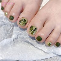 No.649 Dark Green Toenails Patch 24pcs/Set