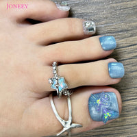 No.DT16 Blue Cat's Eyes Toenails Patch 24pcs/Set