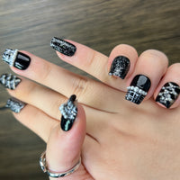 No.FP38  Black Hand Made Fingernails 10pcs
