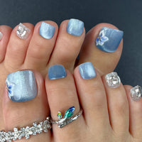 No.DT4 Blue Print Toenails Patch 24pcs/Set