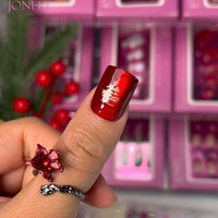 No.CM123 Christmas Red Cat's Eye Fingernails Patch 24pcs/Set