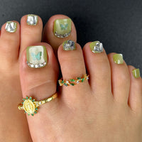 No.DT10 Green Butterfly Cat's Eye Toenails Patch 24pcs/Set