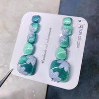 No.371 Green Cat's Eye Handmade Toenails Patch 10pcs/Set
