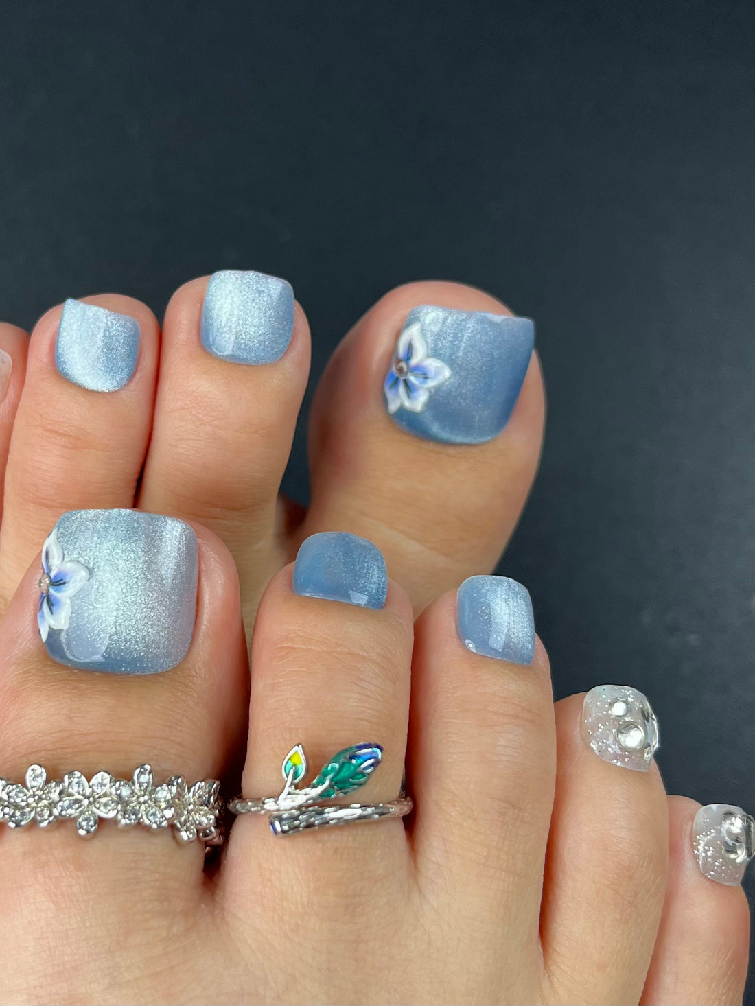 No.DT4 Blue Print Toenails Patch 24pcs/Set