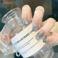 No.FP41 Blue Cat's Eye Hand Made Fingernails 10pcs