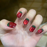 No.FP22 10pcs Cat's Eye Strawberry Hand Made Fingernails