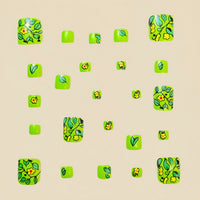 No.563 Green Flowers Toenails Patch 24pcs/Set