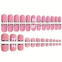No.PSN72 Leopard Print Bow Hand & Toe Pair Set-48pcs