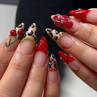 No.F558 Red Cherry Fingernails Patch 24pcs/Set