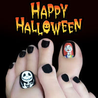 No.AW126 Halloween Black Ghost Face Toenails Patch 24pcs/Set