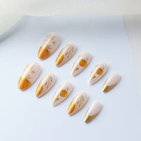 No.AW149 Halloween Pumpkin Fingernails Patch 24pcs/Set