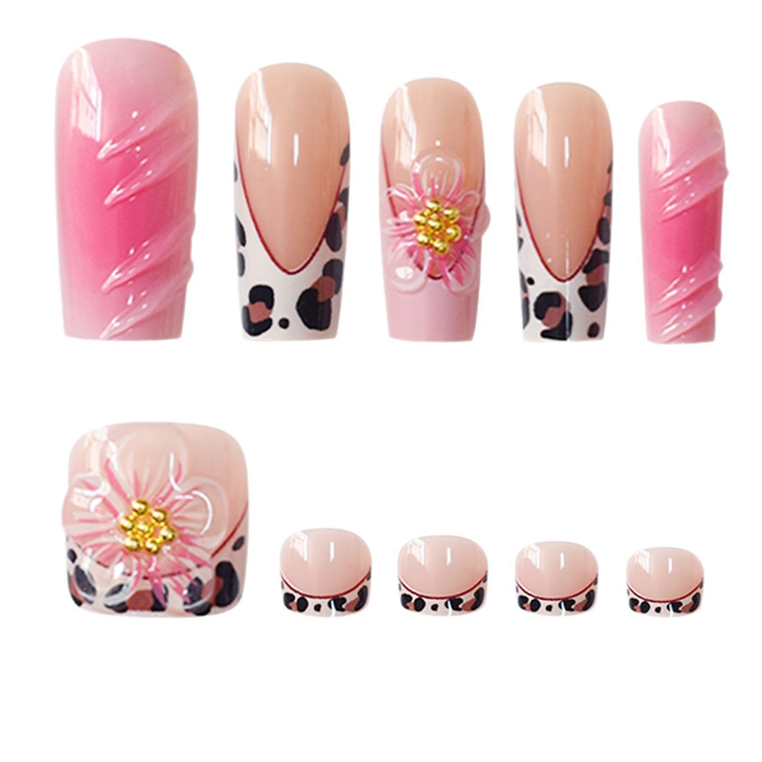 No.PSN85 Sweet Flower Leopard Hand & Toe Pair Set-48pcs