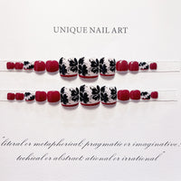 No.548 Black Leaves Toenails Patch 24pcs/Set