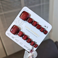 No.TP1 Red Cat's Eye Handmade Toenails Patch 10pcs/Set