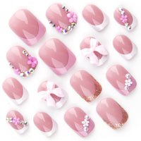 No.F502 Pink Flowers Fingernails Patch 24pcs/Set