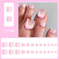 No.638 White Flower Toenails Patch 24pcs/Set