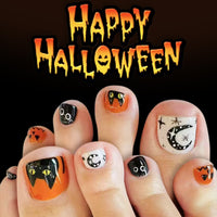 No.AW124 Halloween Cute Kitten Pumpkin Toenails Patch 24pcs/Set