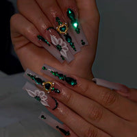 No.F470 Emerald Fingernails Patch 24pcs/Set