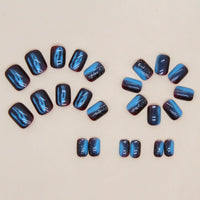 No.F325 Blue Glitter Fingernails Patch 24pcs/Set
