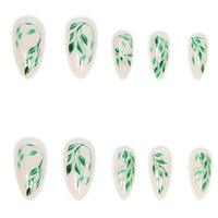 No.F370 Green Leaves Fingernails Patch 24pcs/Set