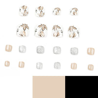 No.414 Light Brown Flowers Toenails Patch 24pcs/Set
