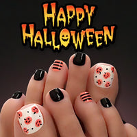 No.AW128 Halloween Cute Orange Toenails Patch 24pcs/Set