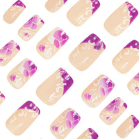 No.F372 Purple Flower Fingernails Patch 24pcs/Set