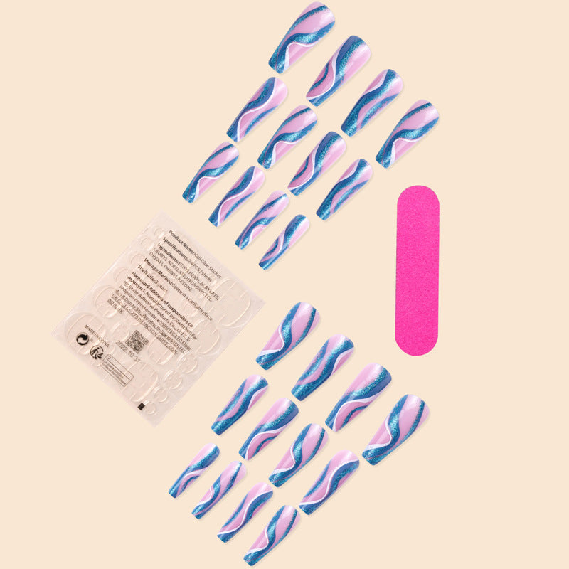 No.F550 Blue Fingernails Patch 24pcs/Set