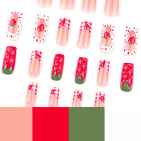 No.F562 Strawberry Fingernails Patch 24pcs/Set