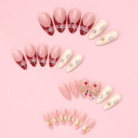 No.F507 Red Plaid Fingernails Patch 24pcs/Set
