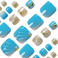 No.494 3D Blue Beach Toenails Patch 24pcs/Set
