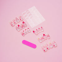 No.F466 Pink Flash Diamond Fingernails Patch 24pcs/Set