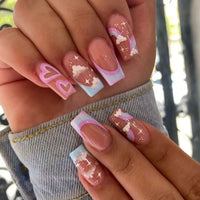 No.F255 Rainbow White Fingernails Patch 24pcs/Set