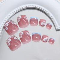 No.582 White Flower Toenails Patch 24pcs/Set