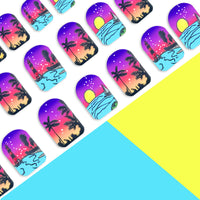 No.BH10 Beach Blue Fingernails Patch 24pcs/Set