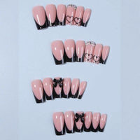 No.F396 Black Love Heart Fingernails Patch 24pcs/Set