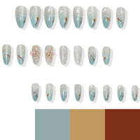 No.F438 Blue Cat's Eye Fingernails Patch 24pcs/Set