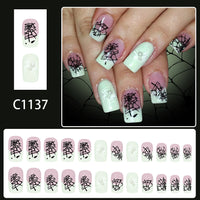 No.AW123 Halloween White Spider Fingernails Patch 24pcs/Set