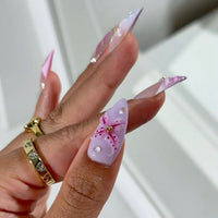 No.F486 3D Pink Flowers Fingernails Patch 24pcs/Set