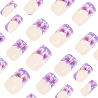 No.F371 Purple Flower Fingernails Patch 24pcs/Set