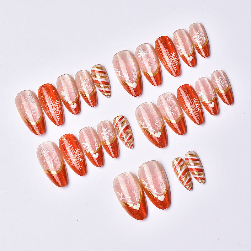 No.CM120 Christmas Painted Snowflakes Fingernails Patch 24pcs/Set