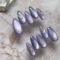 No.F522 Purple Cat's Eye Fingernails Patch 24pcs/Set