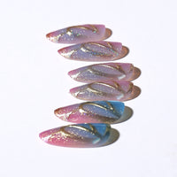 No.F510 Colorful Cat's Eye Fingernails Patch 24pcs/Set