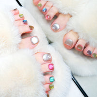 Juego de uñas para pedicura ojo de gato multicolor