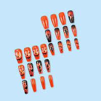 No.AW133 Halloween Skeleton Pumpkin Fingernails Patch 24pcs/Set