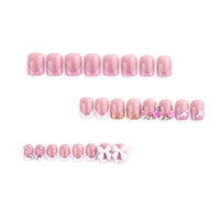 No.F502 Pink Flowers Fingernails Patch 24pcs/Set