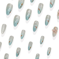 No.F438 Blue Cat's Eye Fingernails Patch 24pcs/Set